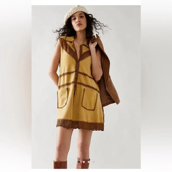 Free People Nwt Adeline Mini Dress Size Medium In Texas Sun Combo